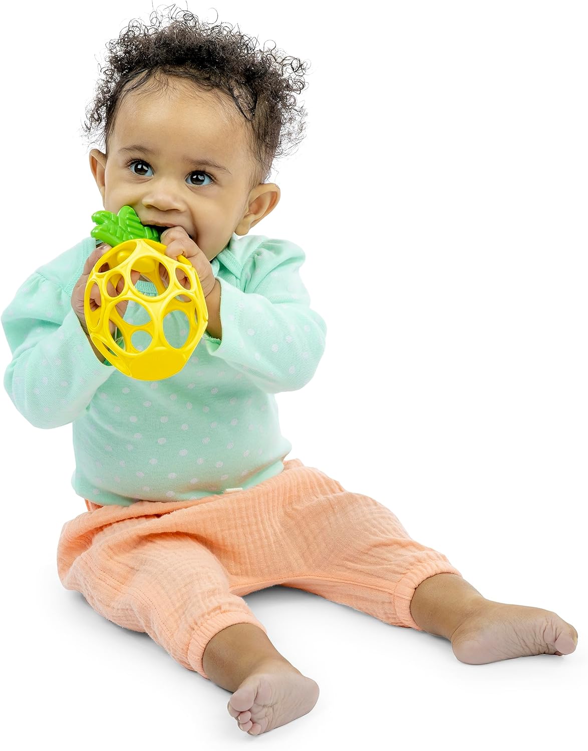Bright Starts Oball Easy Grasp Ananas Beiring Spielzeug, Hold My Own Kollektion, BPA-frei, Unisex, Neugeborene und lter