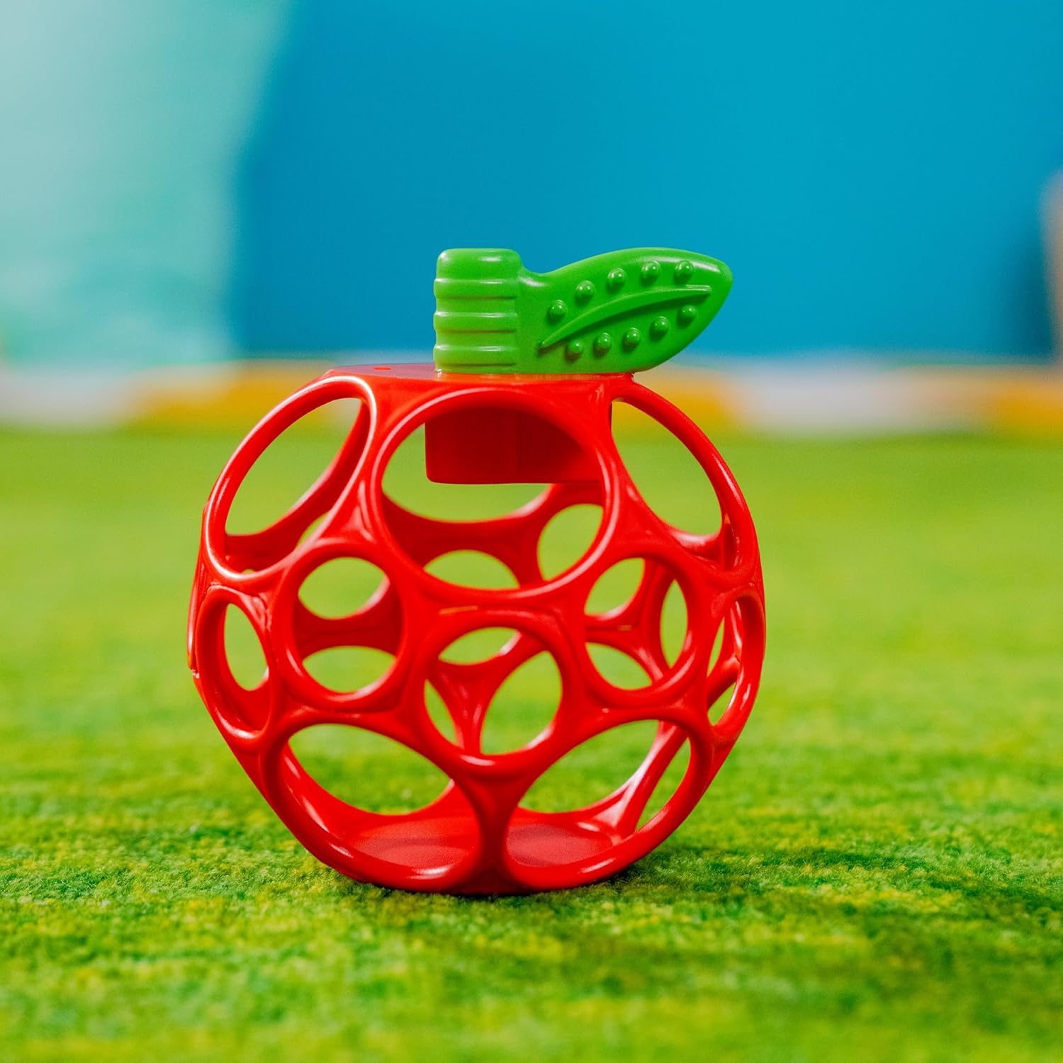 Bright Starts Oball Easy Grasp Red Apple Teether Toy, Hold My Own Collection, Unisex, Newborn and Up