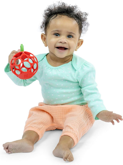 Bright Starts Oball Easy Grasp Red Apple Teether Toy, Hold My Own Collection, Unisex, Newborn and Up