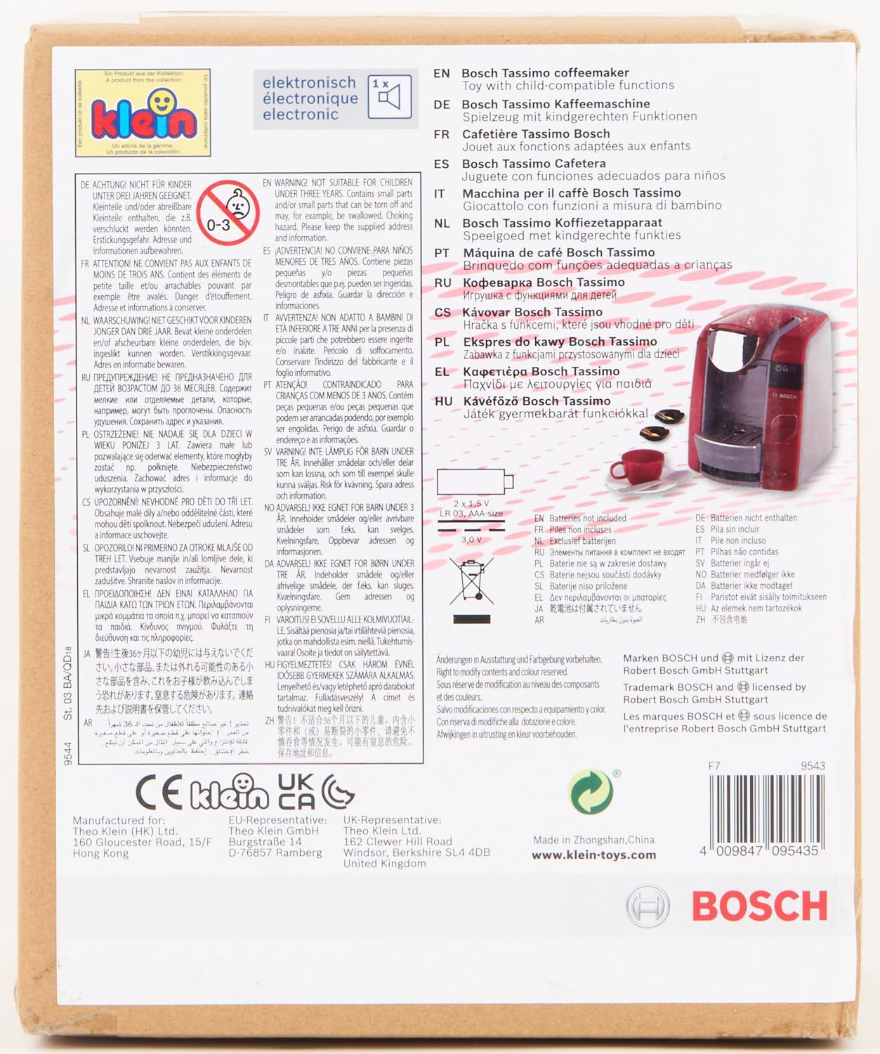 Theo Klein 9543 Bosch Tassimo Coffee Machine I Can be Filled up with Water, Which Runs Through with Sound I Includes Espresso Set I Dimensions: 20 cm x 16 cm x 20 cm