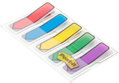 Post-it Index Flecha 684-ARR1 marcadores, 74x50mm, 5x20. Colores: violeta, verde, amarillo, azul y rojo. 1 blíster con dispensador funda de 5 index