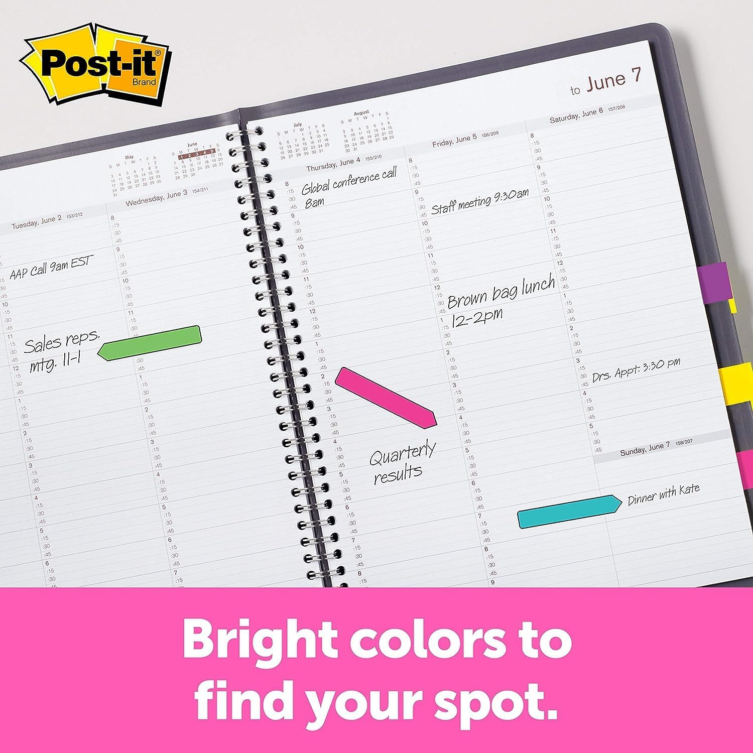 Post-it Index Flecha 684-ARR1 marcadores, 74x50mm, 5x20. Colores: violeta, verde, amarillo, azul y rojo. 1 blíster con dispensador funda de 5 index