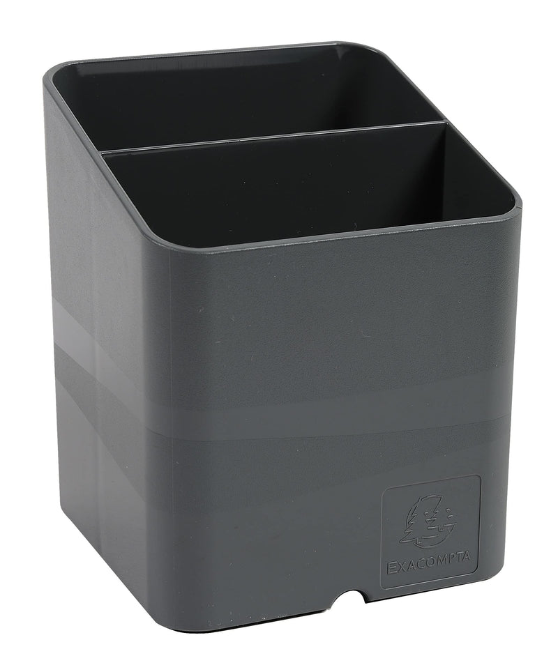 Exacompta - Ref 67707D - Pen Pot PEN-CUBE - 74 x 74 x 93mm in Size, 2 Compartments for Organising Pens & Pencils, Groove Underneath to Feed Cables - Office