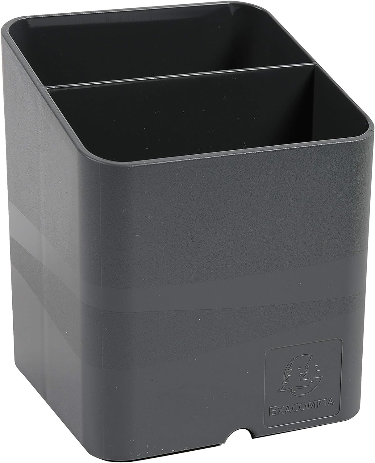 Exacompta - Ref 67707D - Pen Pot PEN-CUBE - 74 x 74 x 93mm in Size, 2 Compartments for Organising Pens & Pencils, Groove Underneath to Feed Cables - Office