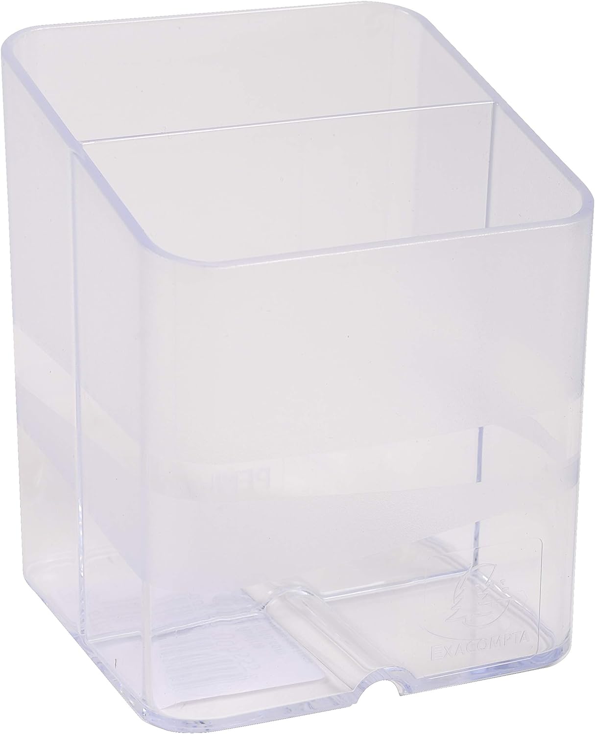 Exacompta - Ref 67723D - Pen Pot PEN-CUBE - 74 x 74 x 93mm in Size, 2 Compartments for Organising Pens & Pencils, Groove Underneath to Feed Cables - Office