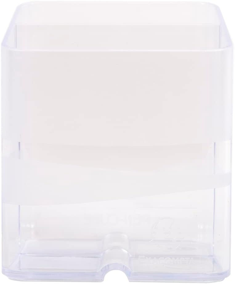 Exacompta - Ref 67723D - Pen Pot PEN-CUBE - 74 x 74 x 93mm in Size, 2 Compartments for Organising Pens & Pencils, Groove Underneath to Feed Cables - Office