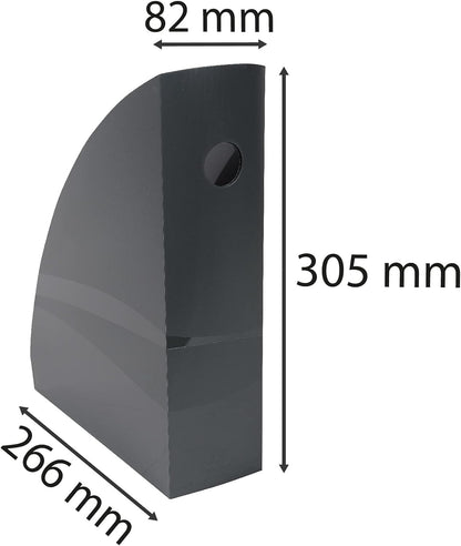 Exacompta - Ref 18207D - Magazine File MAG-CUBE - 266 x 82 x 305mm, Finger Hole on Spine, Suitable for A4+ Documents, Large Storage Capacity - Office Mouse Grey