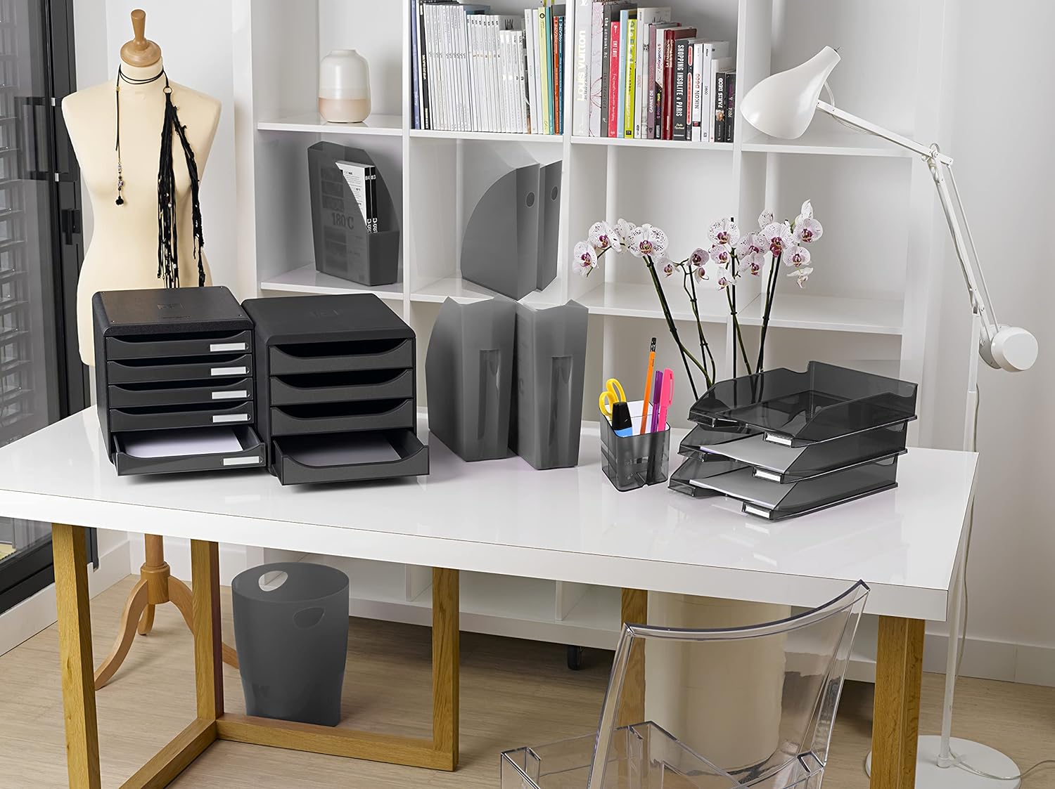Exacompta - Ref 18207D - Magazine File MAG-CUBE - 266 x 82 x 305mm, Finger Hole on Spine, Suitable for A4+ Documents, Large Storage Capacity - Office Mouse Grey