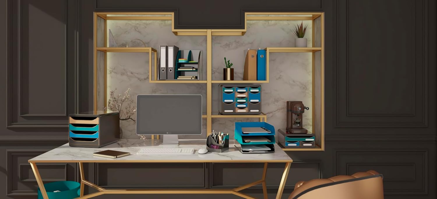 Exacompta - Ref 18229D - 1 Neo Deco Mag-Cube Magazine Rack - Copper Gold