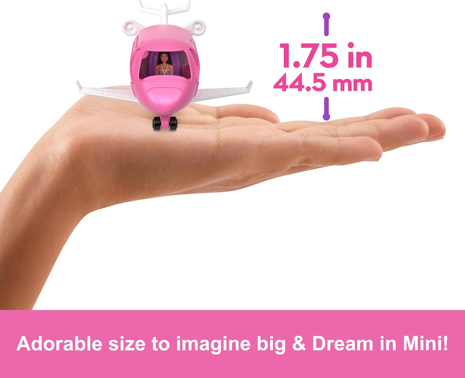 Barbie Mini BarbieLand Doll & Toy Vehicle Set, 1.5-inch Barbie Doll & Dreamplane with Working Doors & Color-Change, HYF40