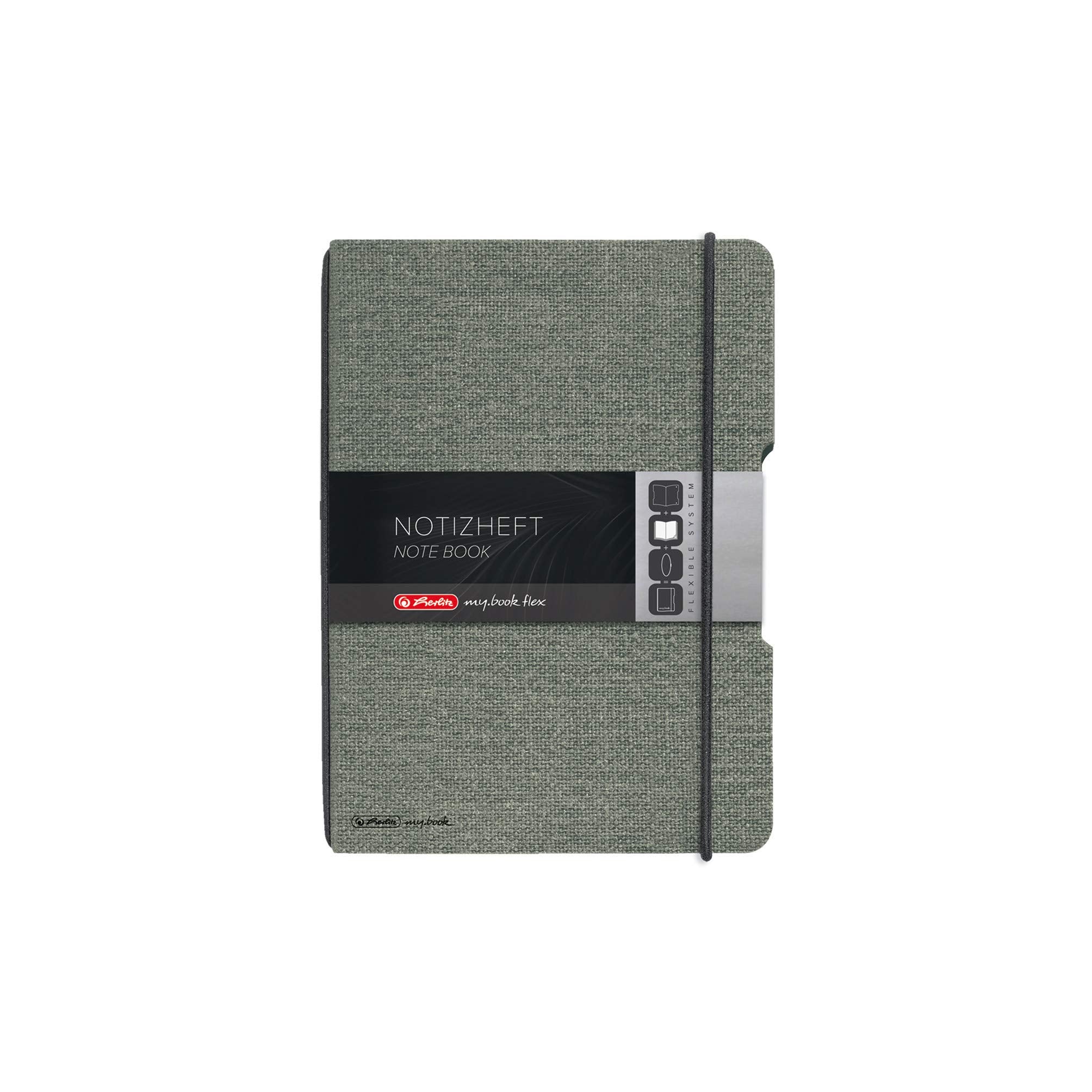 herlitz 50033720 Notebook Flex Linen A6 40 Sheets Dotted, FSC Mix, Colour: Grey, Pack of 1