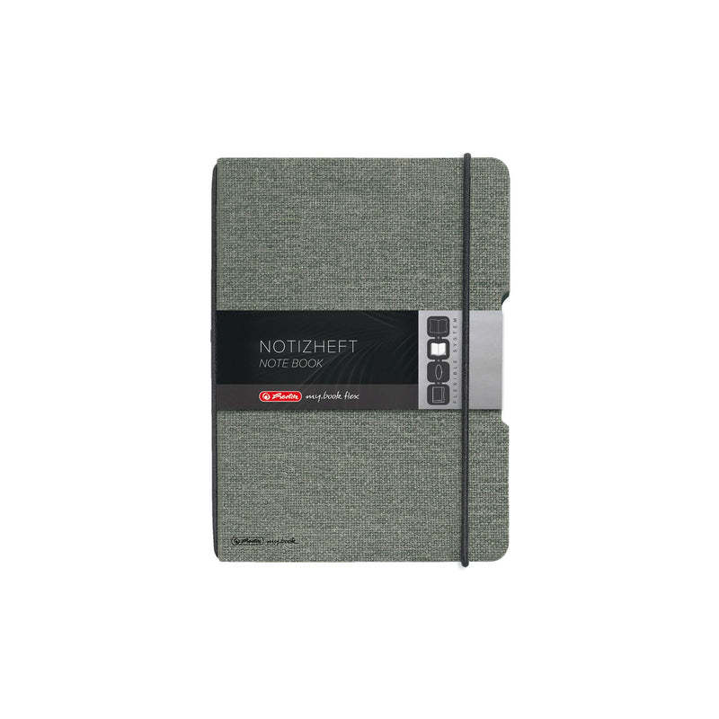 herlitz 50033720 Notebook Flex Linen A6 40 Sheets Dotted, FSC Mix, Colour: Grey, Pack of 1