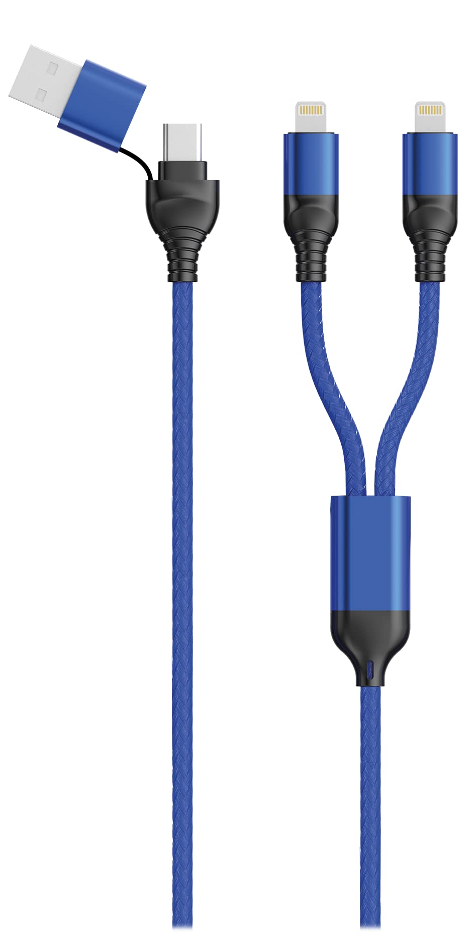 2GO Duo USB/Type C Ladekabel Lightning blau 120cm