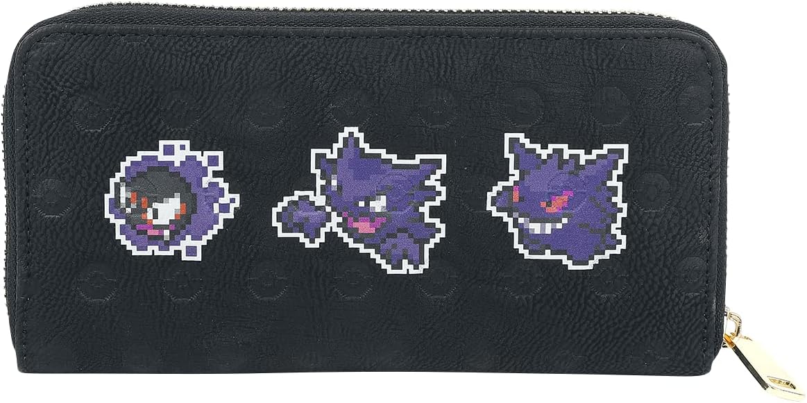 Pokemon Purse Pixel Ghosts Gastly Haunter Gengar New Official Black Zip Around