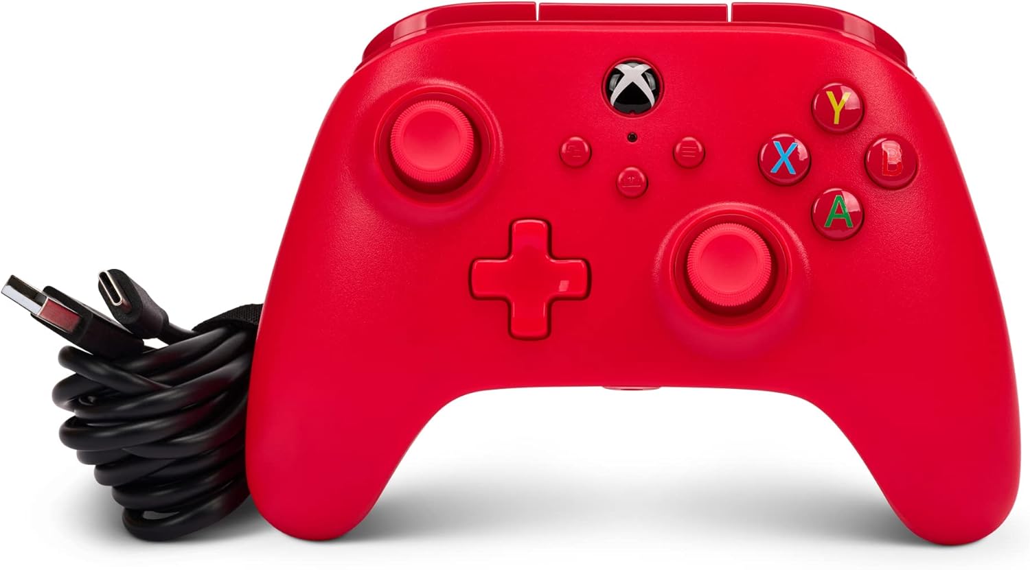 PowerA Wired Controller For Xbox Series X & S, Xbox One, PC, Windows 10 & 11, Dual Rumble Motors, Detachable 10ft USB Cable, 3.5mm Stereo Headset Jack, Official: Red