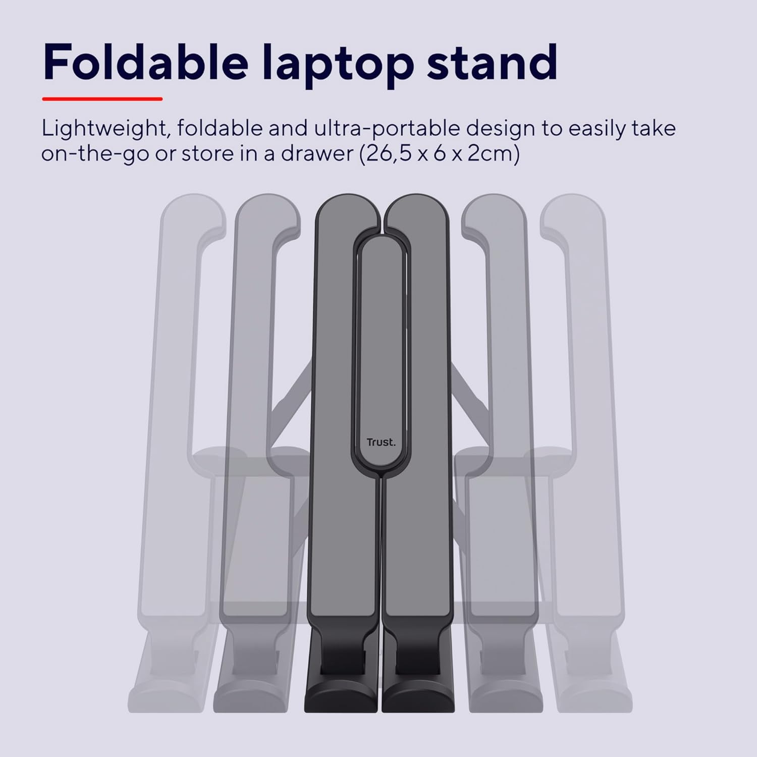 Trust Primo - Supporto portatile per computer portatile, per scrivania, 16", pieghevole, regolabile in altezza a 6 livelli, leggero, ergonomico, per MacBook Air, computer, tablet, casa, ufficio, Dell