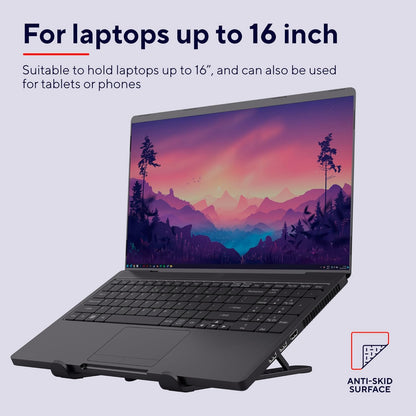 Trust Primo - Supporto portatile per computer portatile, per scrivania, 16", pieghevole, regolabile in altezza a 6 livelli, leggero, ergonomico, per MacBook Air, computer, tablet, casa, ufficio, Dell