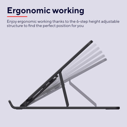 Trust Primo - Supporto portatile per computer portatile, per scrivania, 16", pieghevole, regolabile in altezza a 6 livelli, leggero, ergonomico, per MacBook Air, computer, tablet, casa, ufficio, Dell