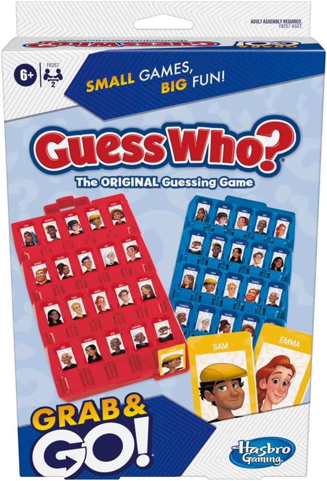 Hasbro Gaming Guess Who? Grab and Go, Jeu de devinettes Original pour Enfants, Jeu Portable à 2 Joueurs, Jeu de Voyage pour Enfants