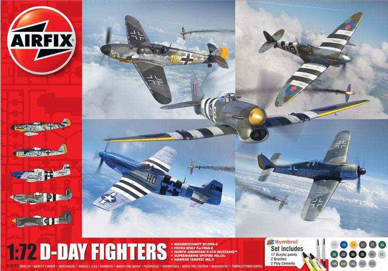 Airfix A50192 D-Day Fighters Gift Set, Craft Kit, 1/72 Scale Plastic Model Plane Kits for Adults to Build - Aeroplane Gifts for Men