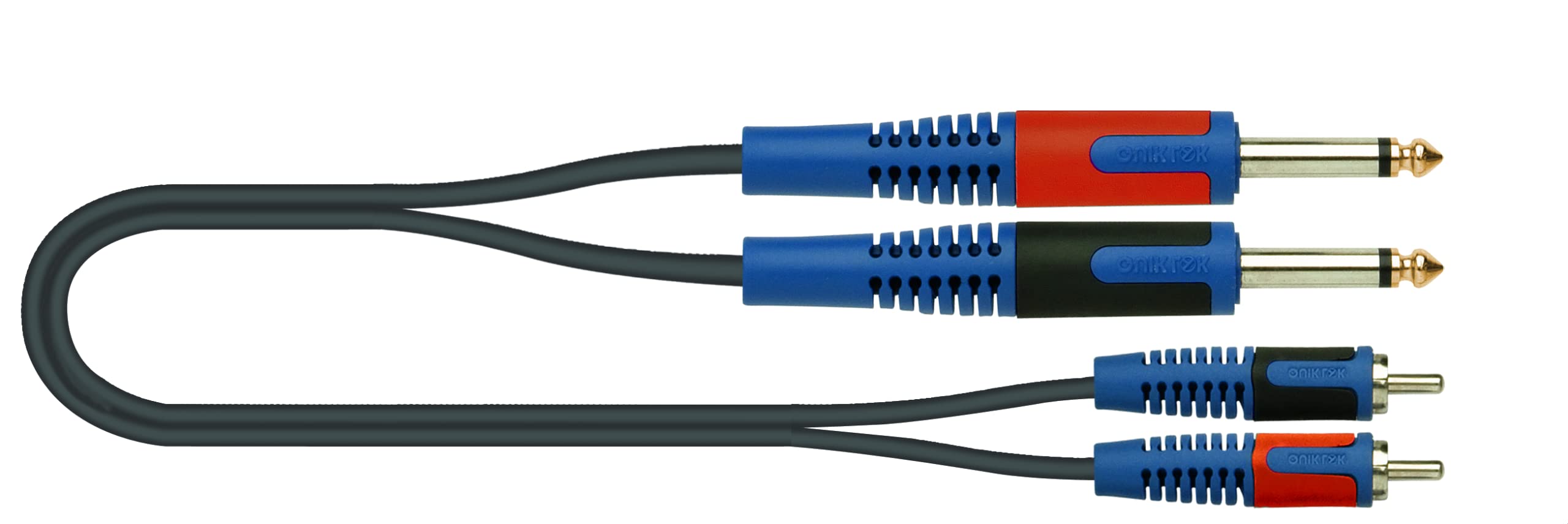 Roksolid 2m 2x 6.3mm Mono Jack to 2x Male Phono Audio Cable