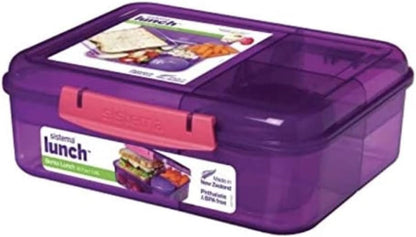 Sistema Bento Box LUNCH | Lunch Box with Yoghurt/Fruit Pot | 1.65 L | BPA-Free | Assorted Colours (Varies by Pack) | 1 Count