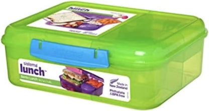 Sistema Bento Box LUNCH | Lunch Box with Yoghurt/Fruit Pot | 1.65 L | BPA-Free | Assorted Colours (Varies by Pack) | 1 Count