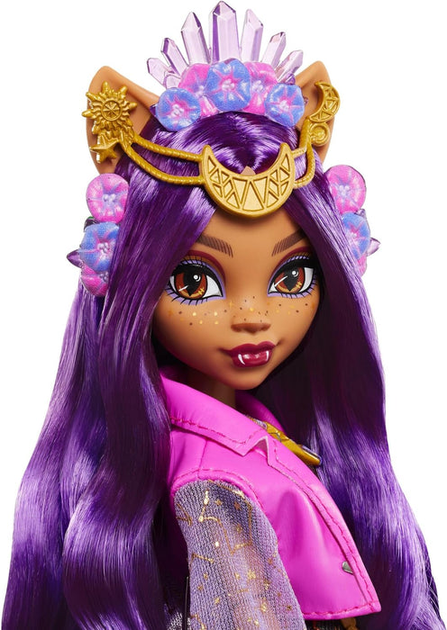 Monster High Clawdeen Wolf-Puppe mit glamourösem Festival-Outfit und Festival-Zubehör wie Snacks, Bandposter, Statement-Tasche und mehr, HXH80