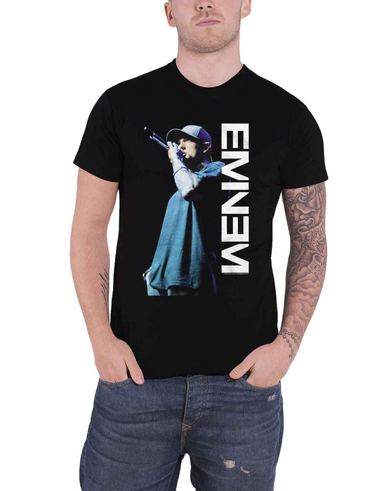 Eminem T Shirt Mic Pose Marshall Mathers Logo Slim Shady New Official Mens Black M Black