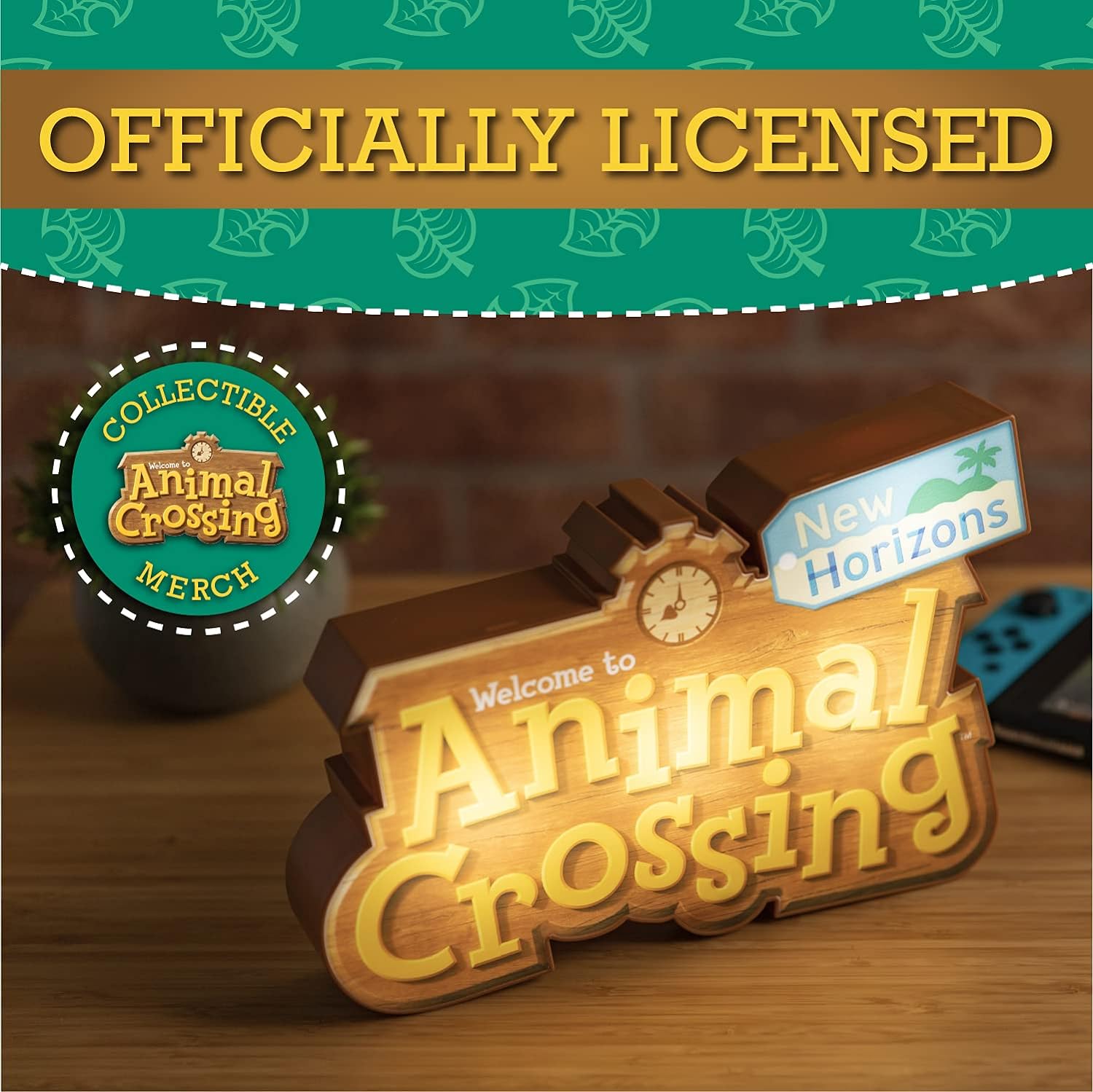 Paladone Lampada Logo Animal Crossing Logo con 2 modalità di luci, Licenza Ufficiale, Merchandising