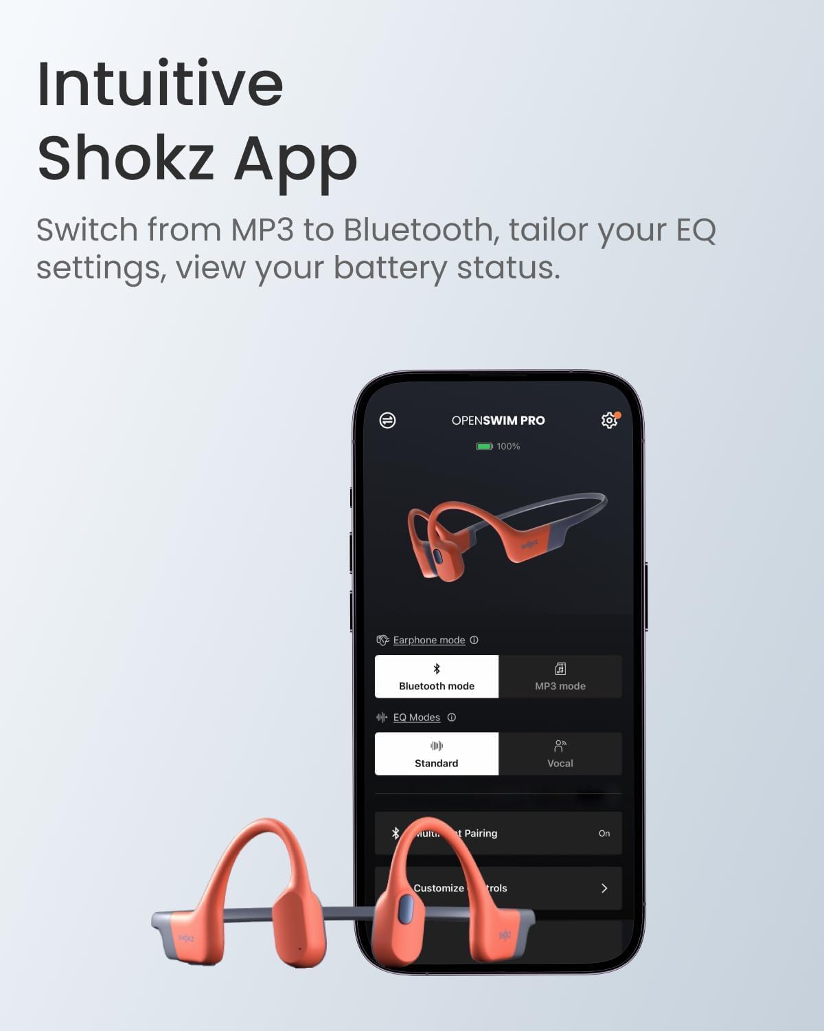 `Shokz - Openswim Pro, Bone Conduction Headset  - Red`