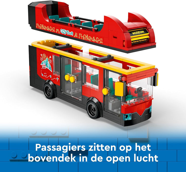 LEGO City Red Double-Decker Sightseeing Bus Toy, Red Vehicle for 7 Plus Year Old Boys & Girls, Creative Set with 5 Minifigures Including a Baby and Buggy, Birthday Gift Idea 60407
