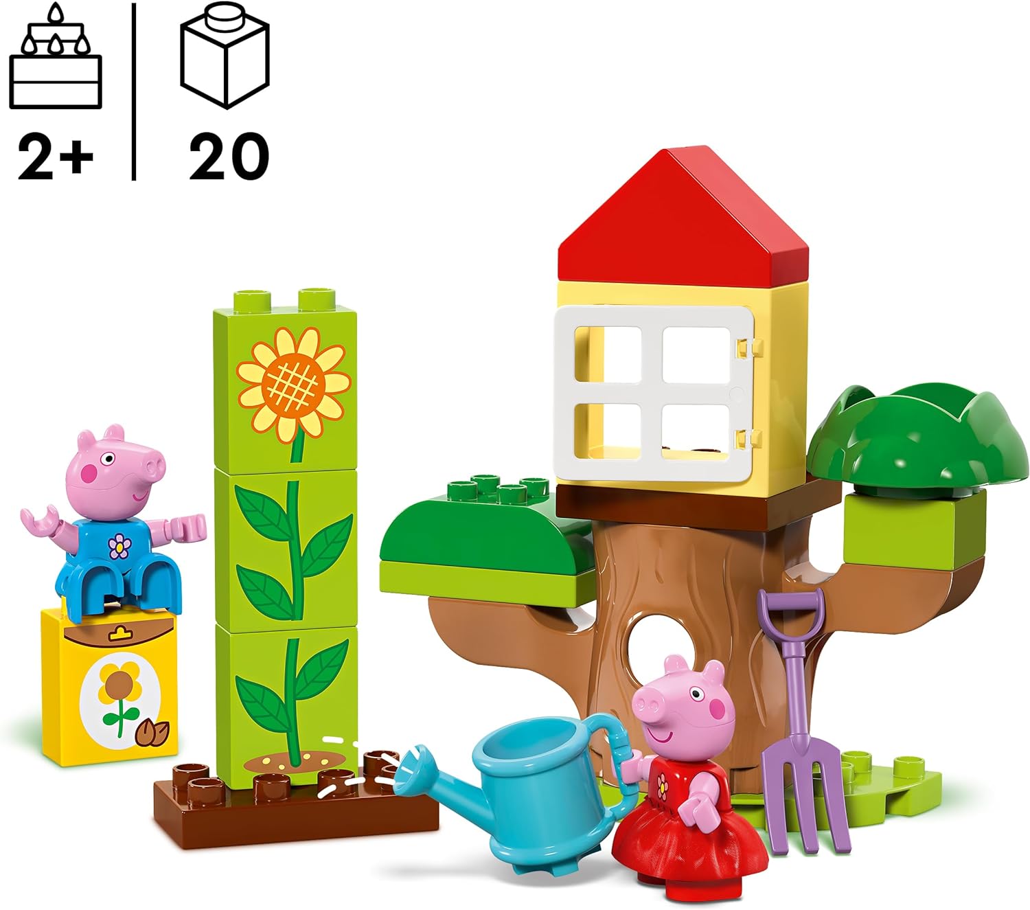LEGO DUPLO Peppa Pig Garden and Tree House Toy, Includes 2 Figures, Educational Toddler Learning Toys for 2 Plus Year Old Girls & Boys, Birthday Gift Idea 10431