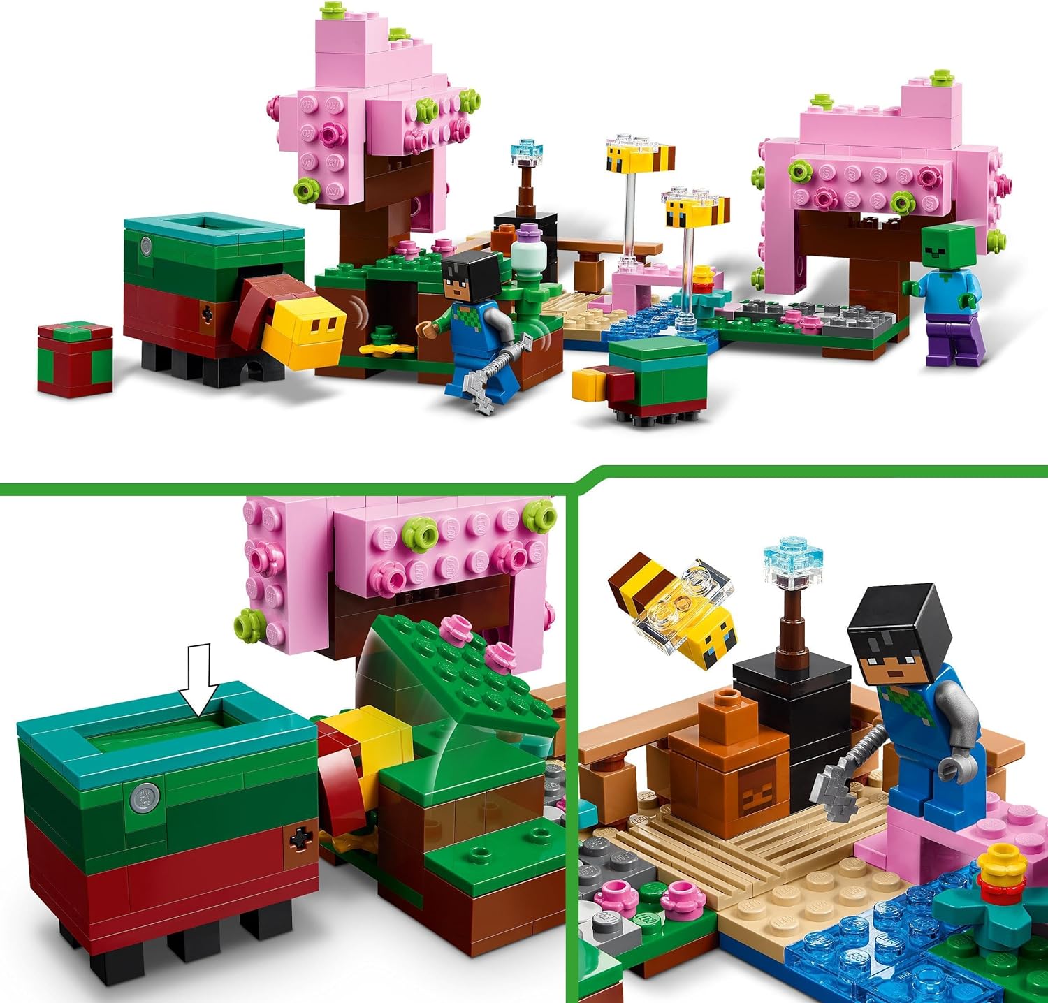 LEGO Minecraft The Cherry Blossom Garden Toy for 8 Plus Year Old Boys & Girls, with a Sunny Character Figure, Sniffer, Zombie and Bees, Hands-on Video-Game Set, Gamer Gift for Kids 21260