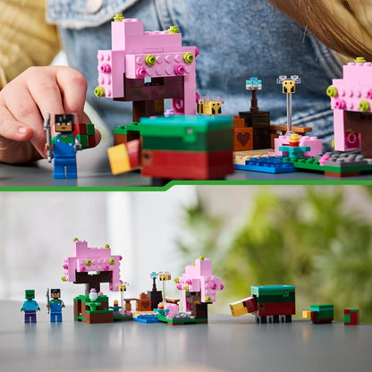 LEGO Minecraft The Cherry Blossom Garden Toy for 8 Plus Year Old Boys & Girls, with a Sunny Character Figure, Sniffer, Zombie and Bees, Hands-on Video-Game Set, Gamer Gift for Kids 21260