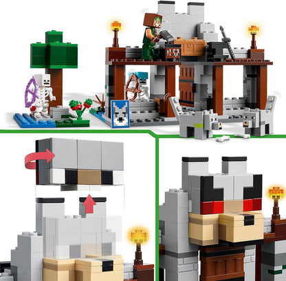 LEGO Minecraft The Wolf Stronghold Fortress Set, Building Toy for 8 Plus Year Old boys & Girls, Incudes Crafting Table, 2 Skeleton and Wolf Figures for Castle Action, Birthday Gift for Kids 21261