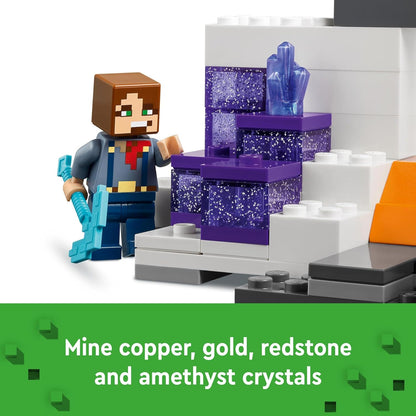 LEGO Minecraft The Badlands Mineshaft Video-Game Toy for 8 Plus Year Old Boys & Girls, Includes Explorer, Creeper and Spider Figures for Independent Play, Birthday Gift for Kids 21263