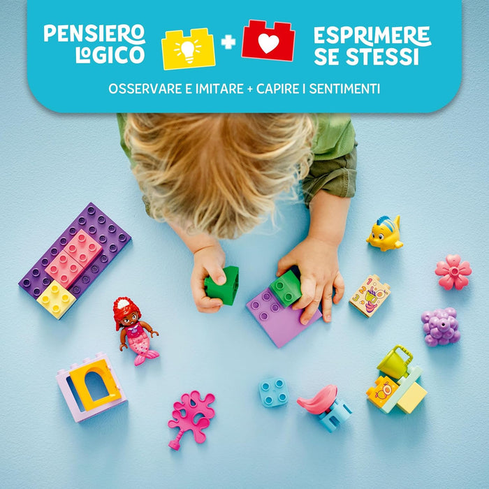 LEGO DUPLO | Disney Ariel and Flounder’s Café Stand, The Little Mermaid Building Toy for Kids, Girls & Boys Age 2, Toddler Learning Toys with Pretend Food, Educational Bricks Set, Birthday Gift 10420