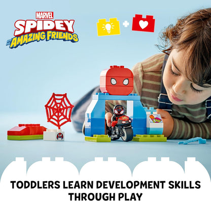 LEGO DUPLO Marvel Spin’s Motorcycle Adventure, Creative Set Based on Spidey and His Amazing Friends TV Show, Toddler Learning Toy with Motorbike, Gifts for 2 Plus Year Old Boys & Girls 10424