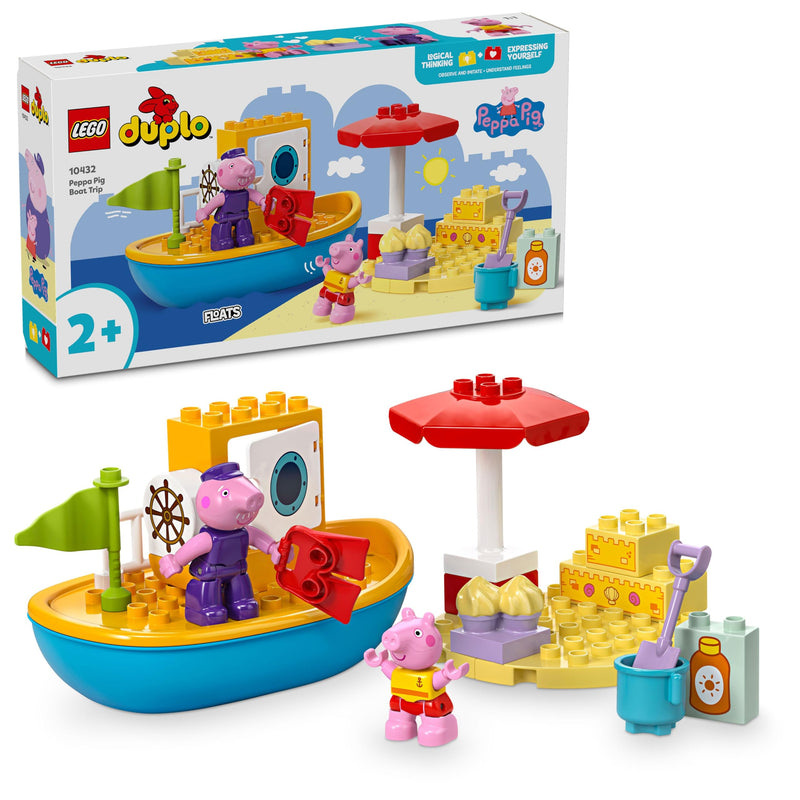 LEGO DUPLO Peppa Pig Boat Trip Toy, Early Development and Activity Toddler Toys with 2 Figures, Summer Bricks Set, Gift Idea for 2 Plus Year Old Girls & Boys 10432