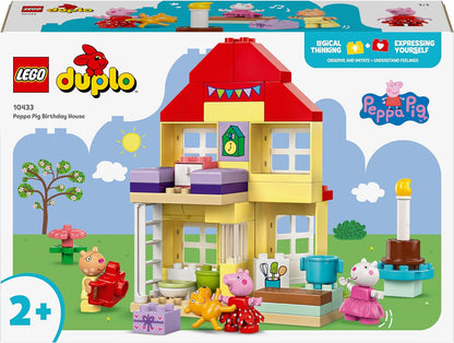 LEGO DUPLO Peppa Pig Birthday House Playset, Toddler Learning Toys for 2 Plus Year Old Girls & Boys with 3 Figures Incl. Pedro Pony and Suzy Sheep, plus Peppa's Teddy, Gift Idea 10433