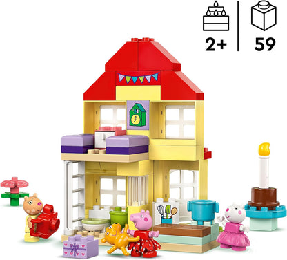 LEGO DUPLO Peppa Pig Birthday House Playset, Toddler Learning Toys for 2 Plus Year Old Girls & Boys with 3 Figures Incl. Pedro Pony and Suzy Sheep, plus Peppa's Teddy, Gift Idea 10433
