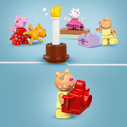 LEGO DUPLO Peppa Pig Birthday House Playset, Toddler Learning Toys for 2 Plus Year Old Girls & Boys with 3 Figures Incl. Pedro Pony and Suzy Sheep, plus Peppa's Teddy, Gift Idea 10433