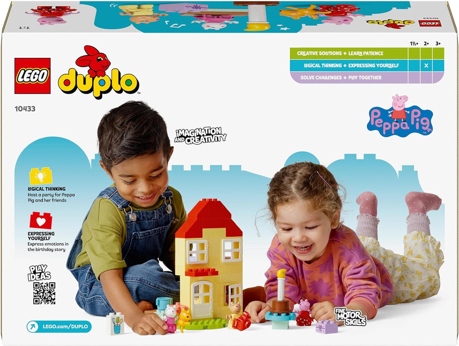 LEGO DUPLO Peppa Pig Birthday House Playset, Toddler Learning Toys for 2 Plus Year Old Girls & Boys with 3 Figures Incl. Pedro Pony and Suzy Sheep, plus Peppa's Teddy, Gift Idea 10433