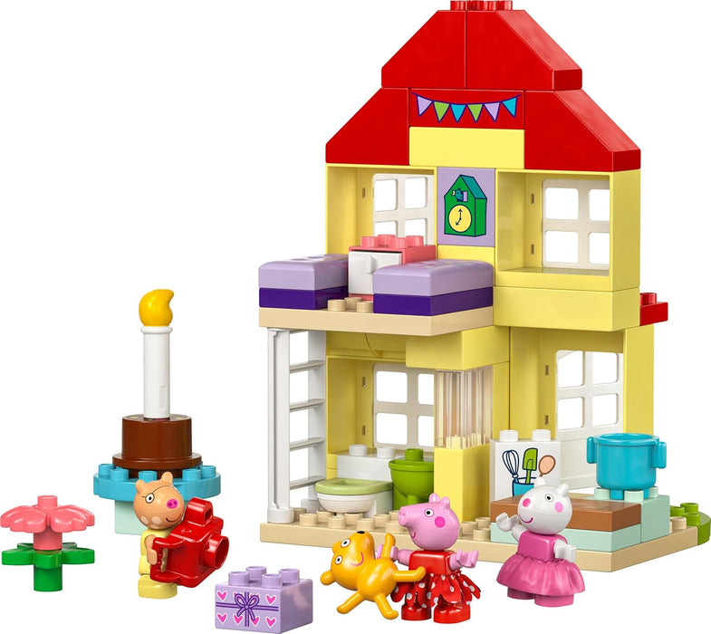 LEGO DUPLO Peppa Pig Birthday House Playset, Toddler Learning Toys for 2 Plus Year Old Girls & Boys with 3 Figures Incl. Pedro Pony and Suzy Sheep, plus Peppa's Teddy, Gift Idea 10433