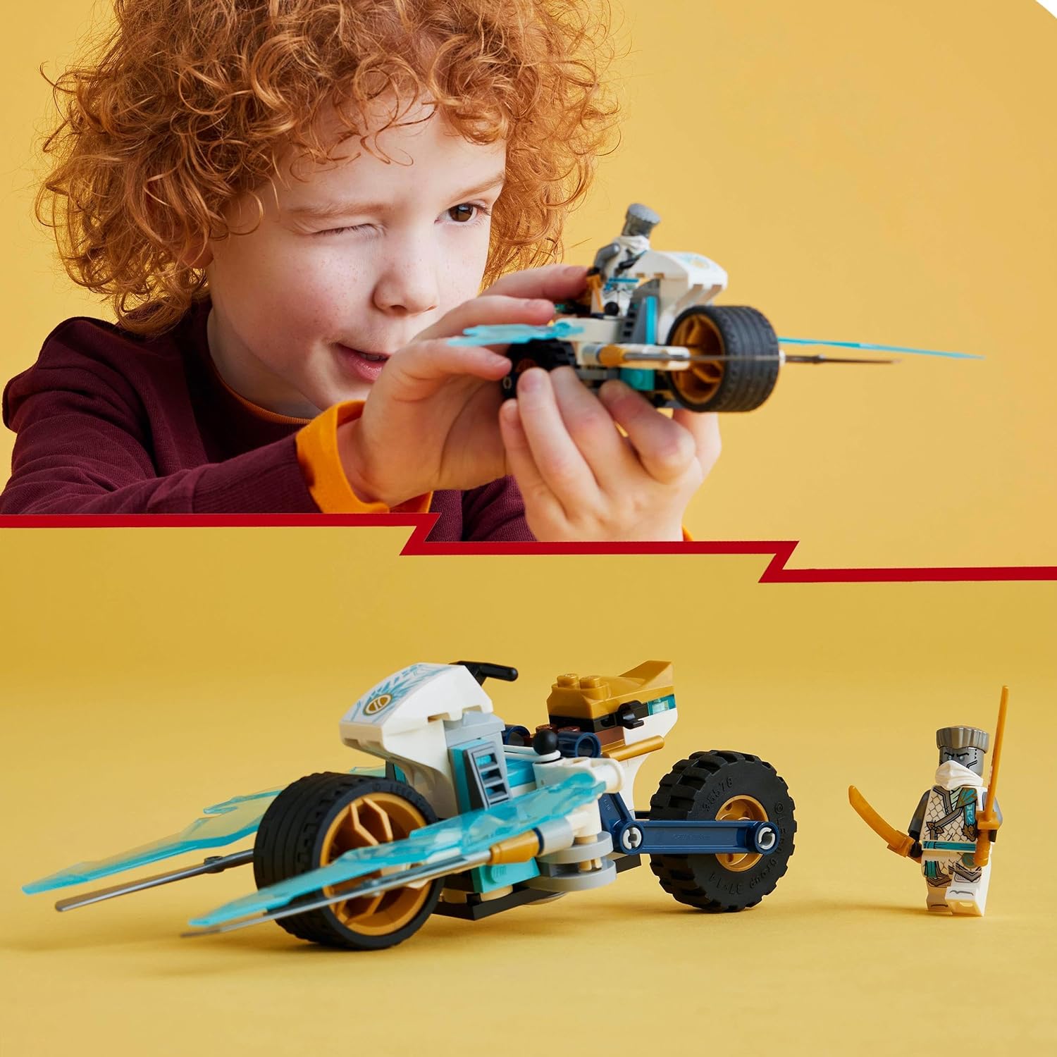 LEGO NINJAGO Zane’s Ice Motorcycle Toy for 7 Plus Year Old Boys & Girls, Dragons Rising Motorbike Set with a Zane Character Minifigure, Ninja Adventure Playset, Small Vehicle Gift for Kids 71816