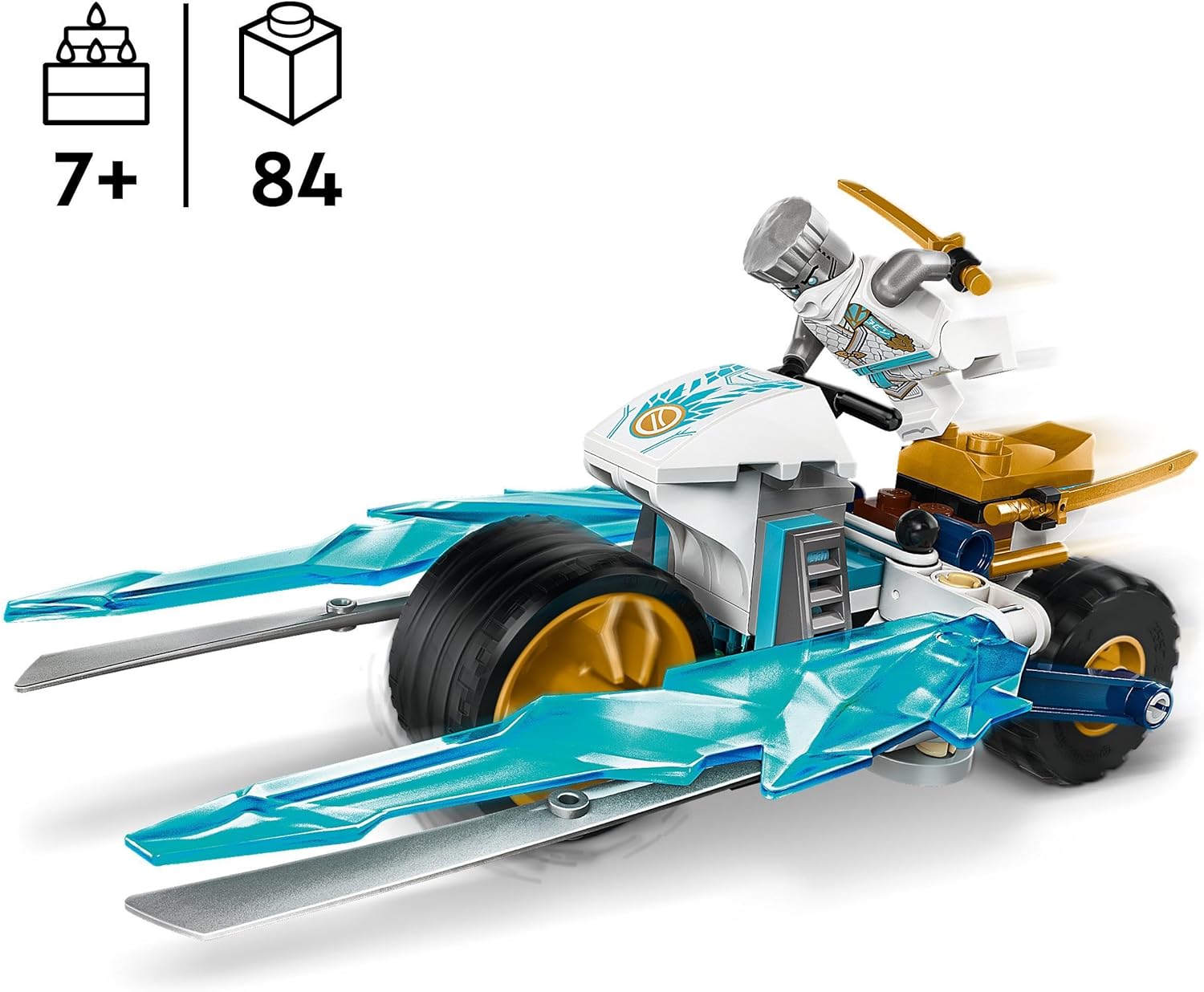 LEGO NINJAGO Zane’s Ice Motorcycle Toy for 7 Plus Year Old Boys & Girls, Dragons Rising Motorbike Set with a Zane Character Minifigure, Ninja Adventure Playset, Small Vehicle Gift for Kids 71816