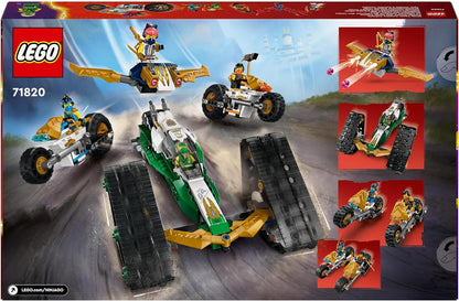 LEGO NINJAGO Ninja Team Combo Vehicle 4-in-1 Ninja Adventure Toy, with 2 Motorbikes, Glider and 6 Minifigures Incl. Characters Lloyd, Nya and Cole, Birthday Gift for 9 Plus Year Old Boys & Girls 71820