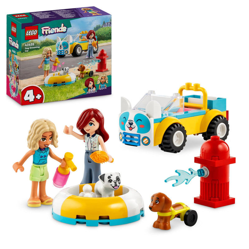 LEGO Friends Dog-Grooming Car Toy, Vehicle Playset, Animal and Nature Pretend Play Toy for 4 Plus Year Old Girls, Boys & Kids, 2 Mini-Doll Characters and 2 Dog Figures, Birthday Gift Idea 42635