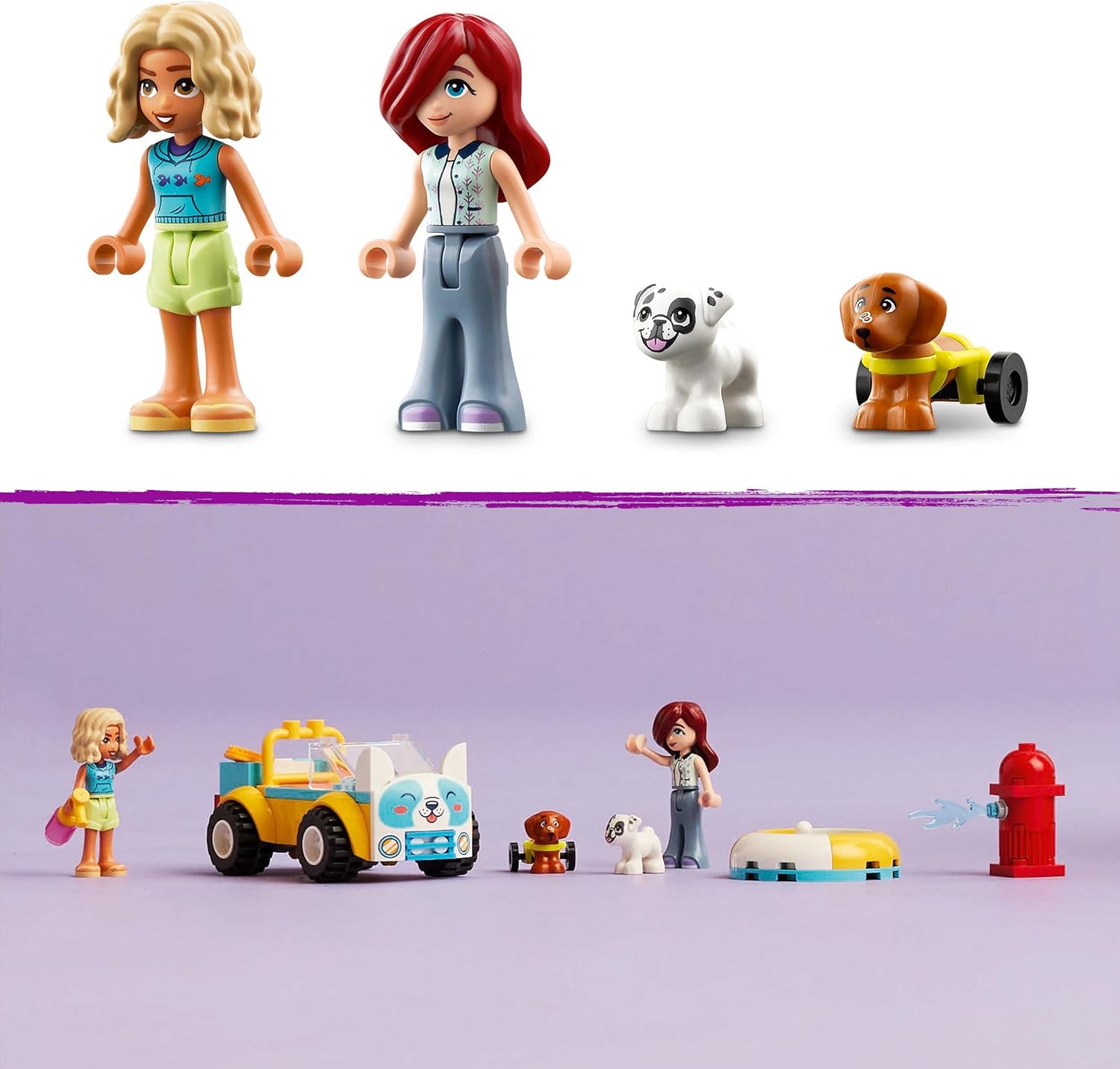 LEGO Friends Dog-Grooming Car Toy, Vehicle Playset, Animal and Nature Pretend Play Toy for 4 Plus Year Old Girls, Boys & Kids, 2 Mini-Doll Characters and 2 Dog Figures, Birthday Gift Idea 42635